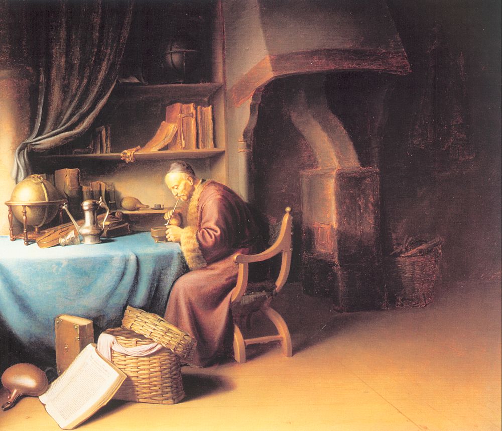 Old Man Lighting a Pipe