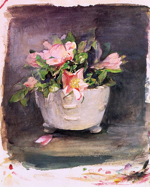 Wild Roses in an Antique Chinese Bowl