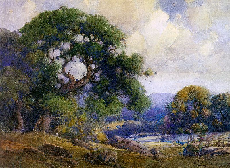Landscape with Oaks and Pine