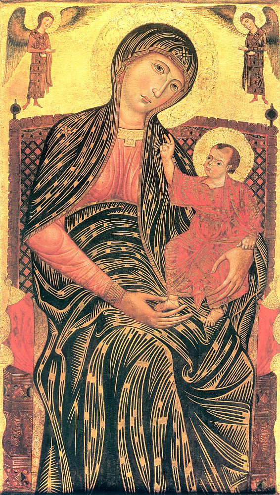Madonna and Child Enthroned with Two Angels