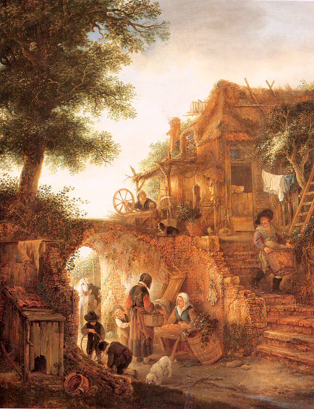 A Woman Selling Fruit by a Cottage