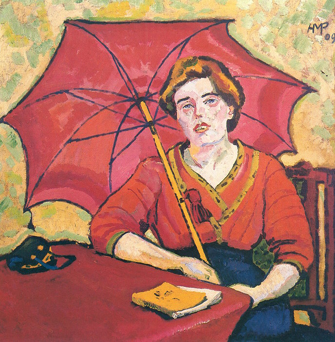 Girl in Red with a Parasol